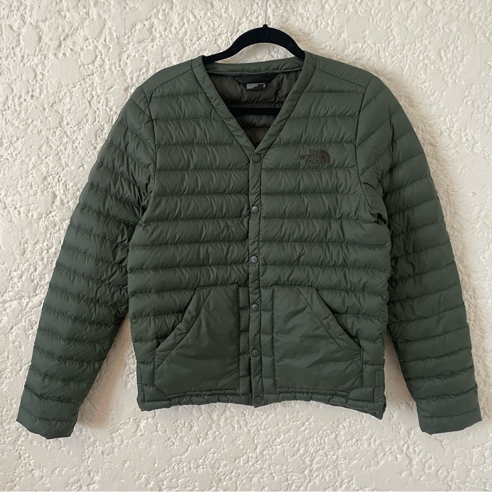 The North Face Men’s Olive Green Lightweight Cardigan Down Jacket
